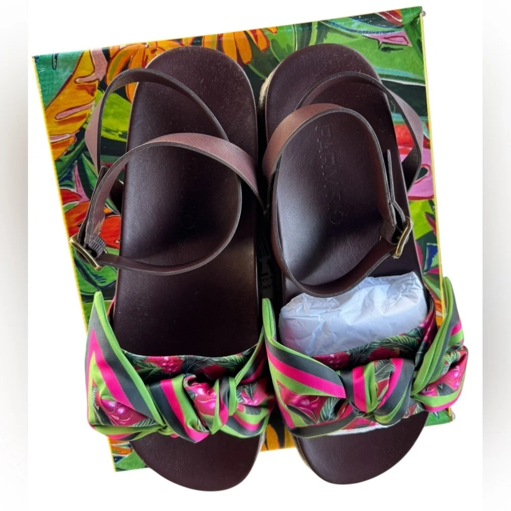 Farm Rio Scarf Raffia Platform Sandals - Picture 9 of 16